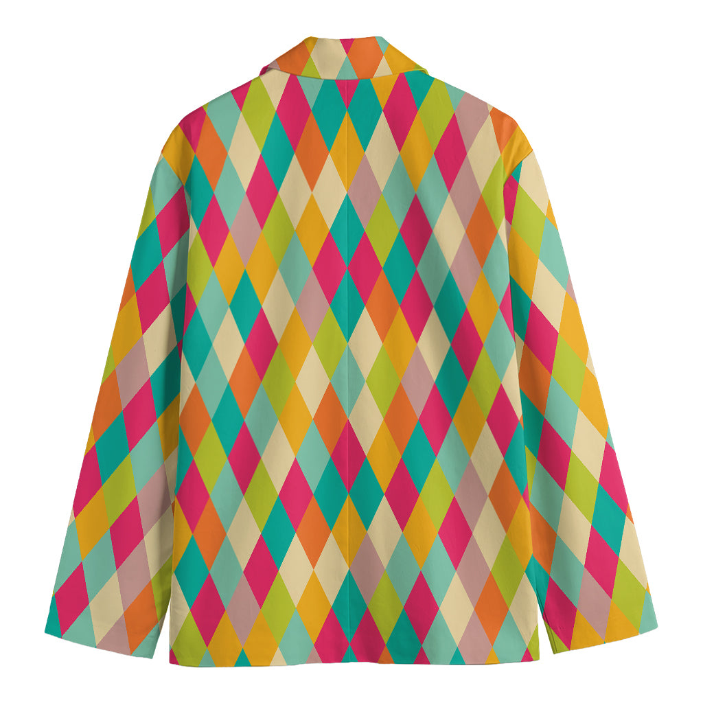 Retro Harlequin Pattern Print Men's Blazer