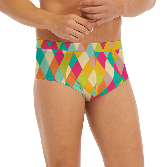 Retro Harlequin Pattern Print Men's Briefs
