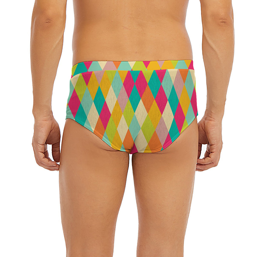 Retro Harlequin Pattern Print Men's Briefs