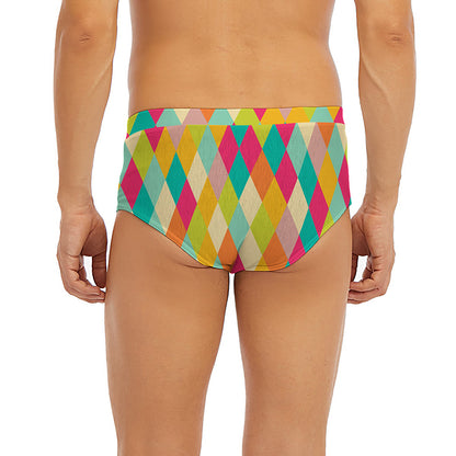Retro Harlequin Pattern Print Men's Briefs