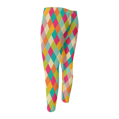 Retro Harlequin Pattern Print Men's Compression Pants
