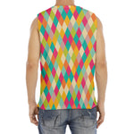 Retro Harlequin Pattern Print Men's Fitness Tank Top