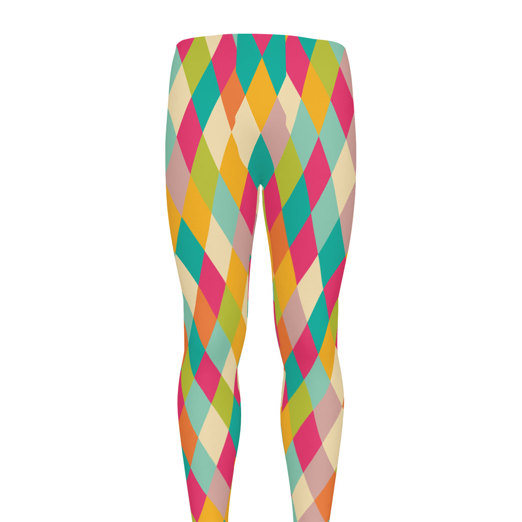 Retro Harlequin Pattern Print Men's leggings