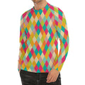 Retro Harlequin Pattern Print Men's Long Sleeve Rash Guard