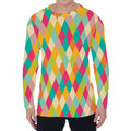 Retro Harlequin Pattern Print Men's Long Sleeve T-Shirt