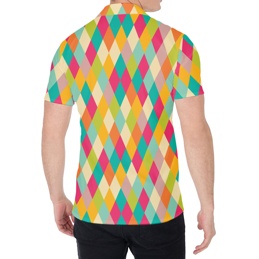 Retro Harlequin Pattern Print Men's Shirt