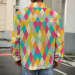Retro Harlequin Pattern Print Men's Shirt Jacket