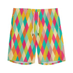 Retro Harlequin Pattern Print Men's Sports Shorts
