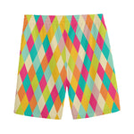 Retro Harlequin Pattern Print Men's Sports Shorts