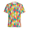 Retro Harlequin Pattern Print Men's Athletic T-Shirt