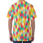 Retro Harlequin Pattern Print Men's Velvet T-Shirt