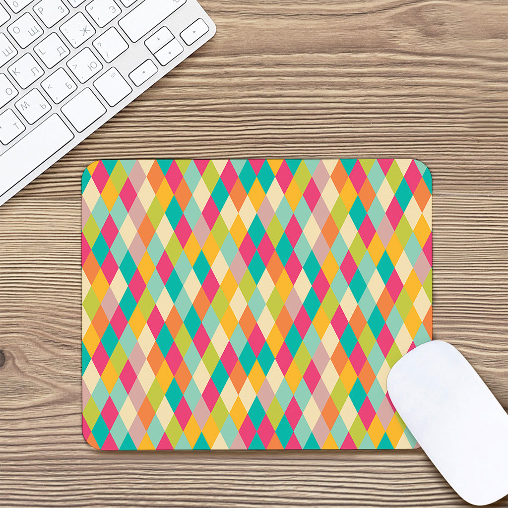 Retro Harlequin Pattern Print Mouse Pad