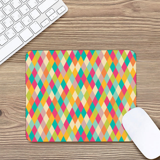 Retro Harlequin Pattern Print Mouse Pad