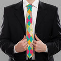 Retro Harlequin Pattern Print Necktie