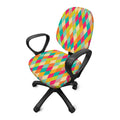 Retro Harlequin Pattern Print Office Chair Cover