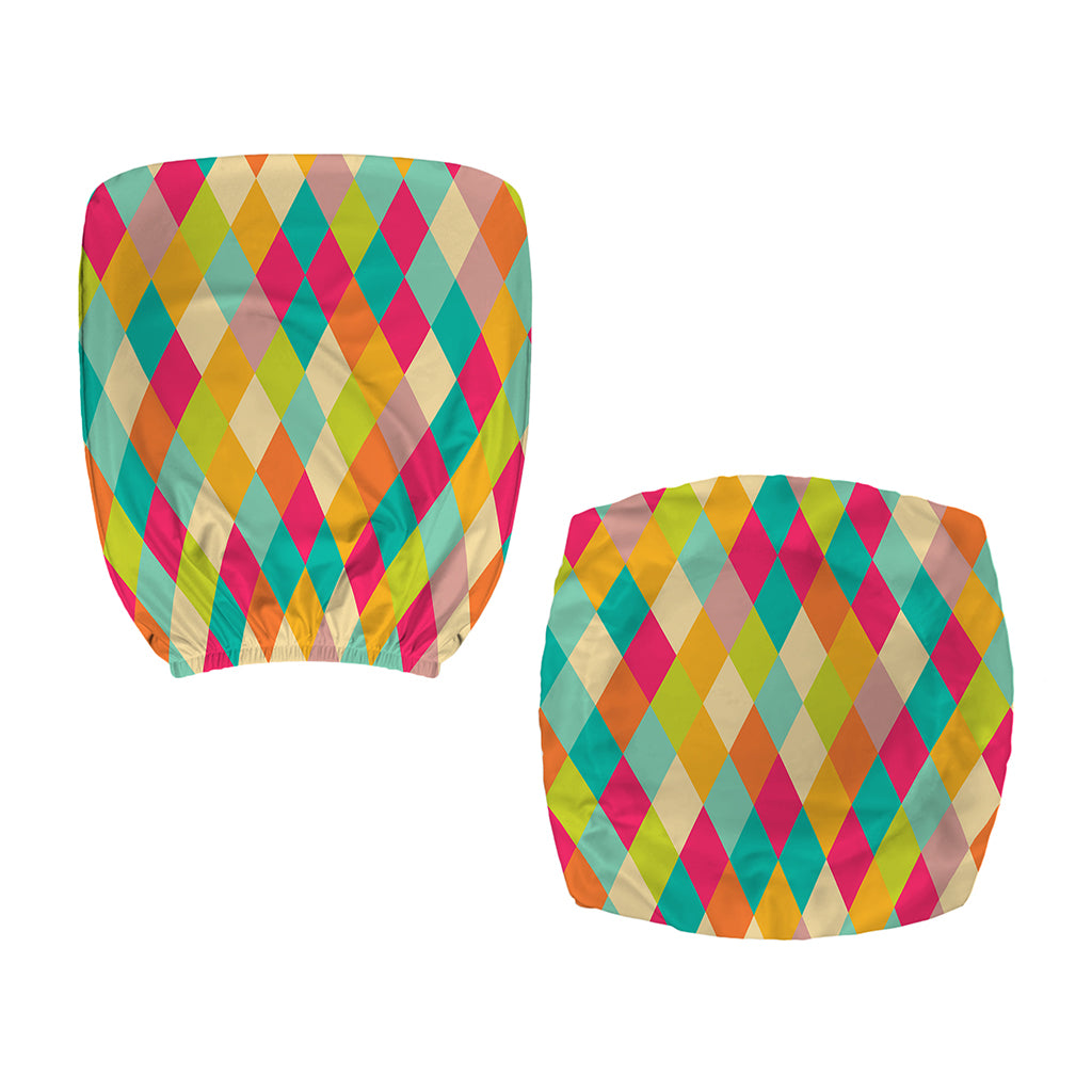 Retro Harlequin Pattern Print Office Chair Cover