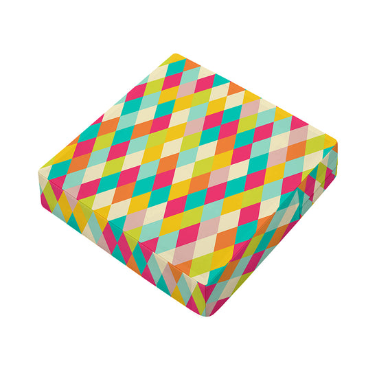 Retro Harlequin Pattern Print Outdoor Seat Cushion Cover