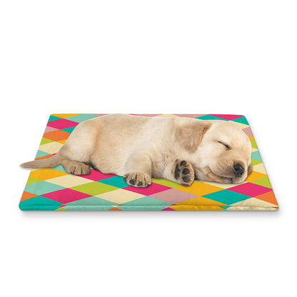Retro Harlequin Pattern Print Pet Cooling Mat Cover