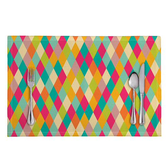 Retro Harlequin Pattern Print Placemat