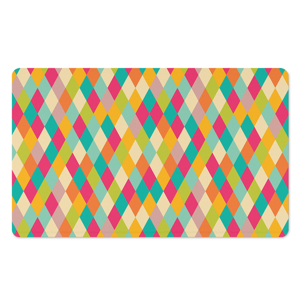 Retro Harlequin Pattern Print Polyester Doormat