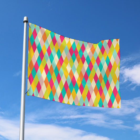 Retro Harlequin Pattern Print Polyester Flag