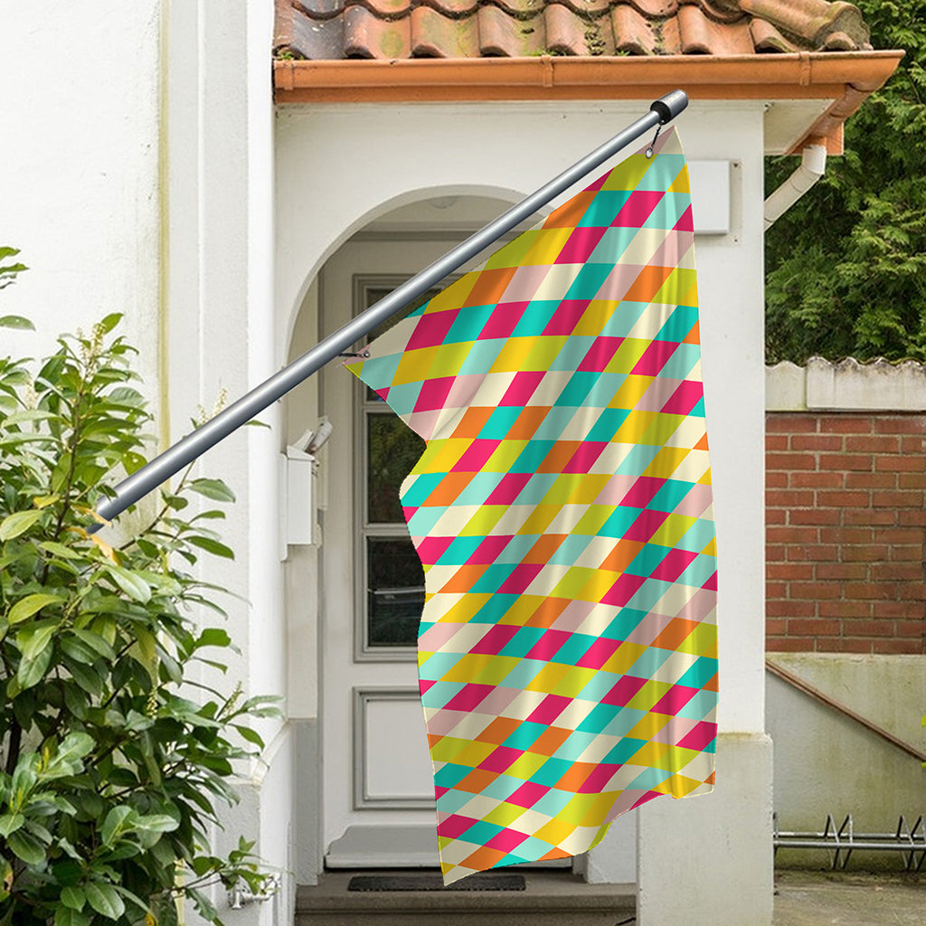 Retro Harlequin Pattern Print Polyester Flag