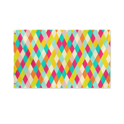 Retro Harlequin Pattern Print Polyester Flag