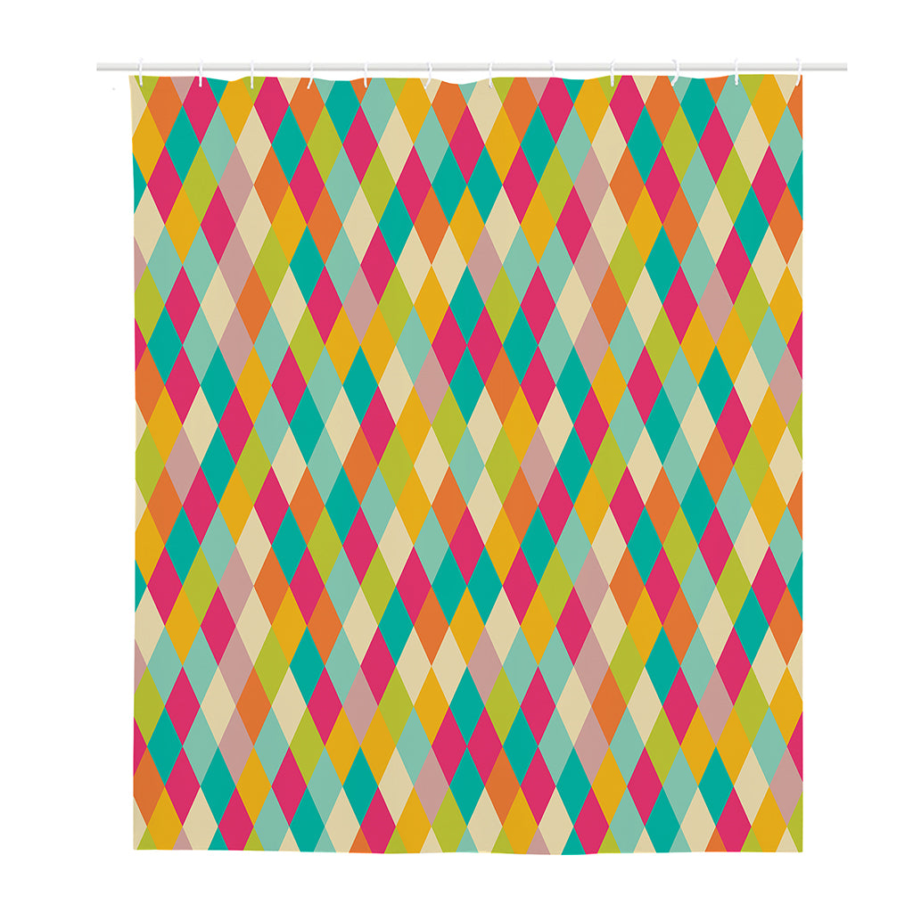 Retro Harlequin Pattern Print Polyester Shower Curtain
