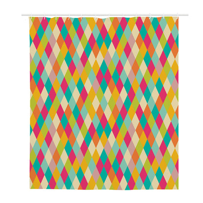 Retro Harlequin Pattern Print Polyester Shower Curtain