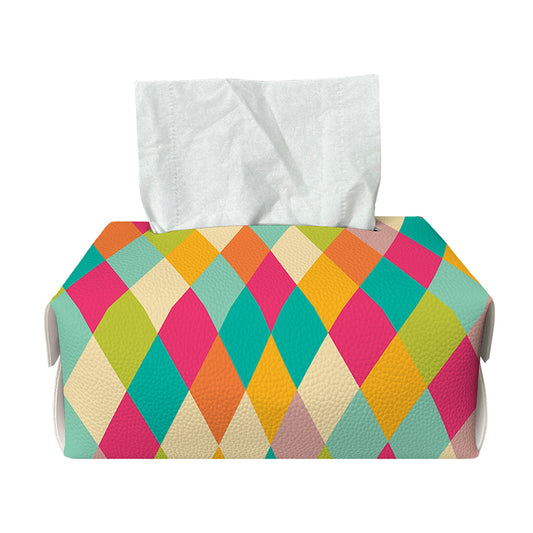 Retro Harlequin Pattern Print Rectangle Tissue Box Cover