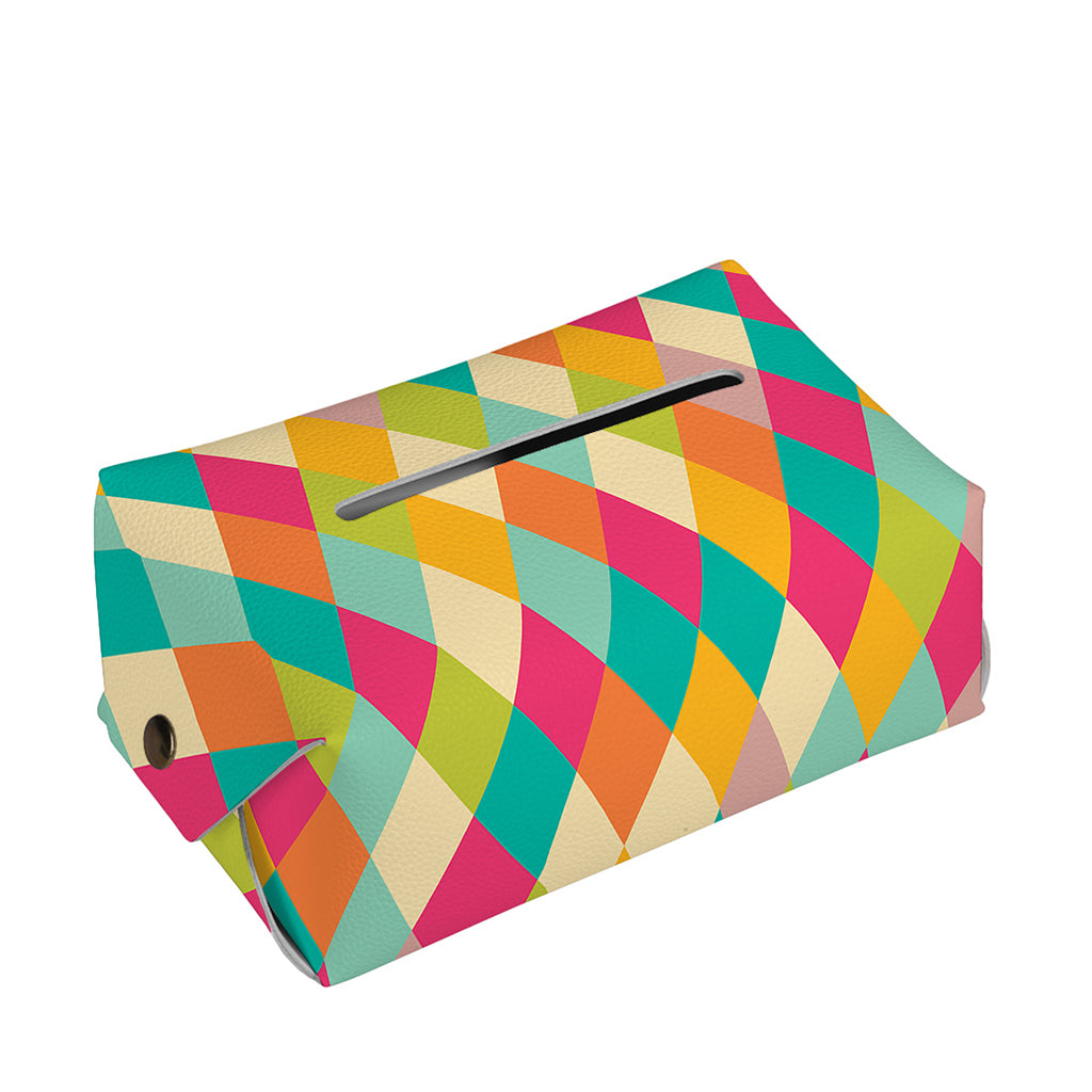 Retro Harlequin Pattern Print Rectangle Tissue Box Cover