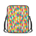 Retro Harlequin Pattern Print Rectangular Crossbody Bag