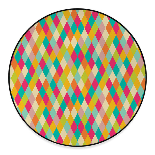 Retro Harlequin Pattern Print Round Floor Mat