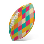 Retro Harlequin Pattern Print Rugby Ball
