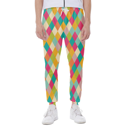 Retro Harlequin Pattern Print Scuba Joggers