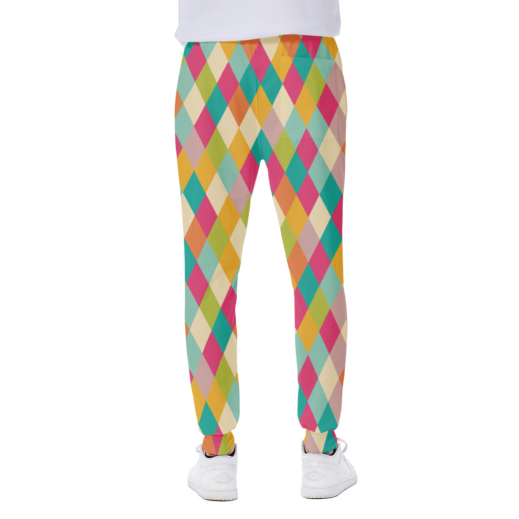 Retro Harlequin Pattern Print Scuba Joggers