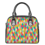 Retro Harlequin Pattern Print Shoulder Handbag