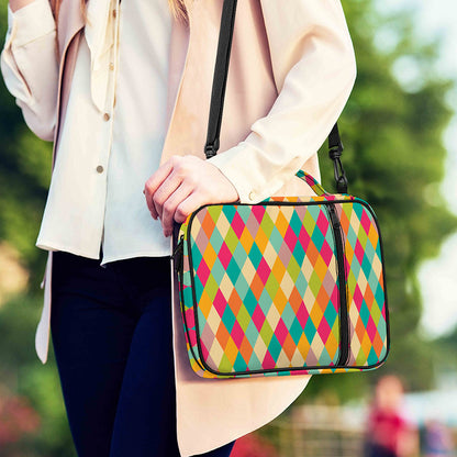 Retro Harlequin Pattern Print Shoulder Strap Bible Bag
