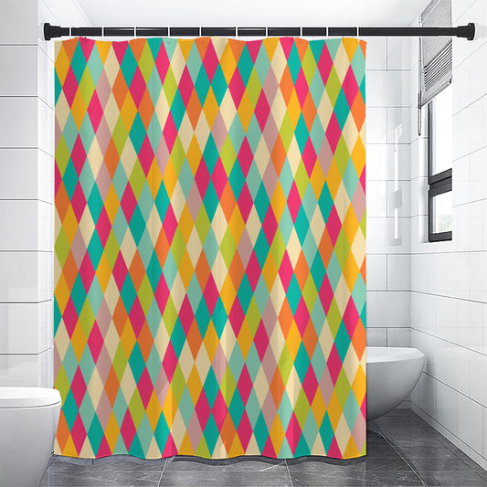 Retro Harlequin Pattern Print Shower Curtain