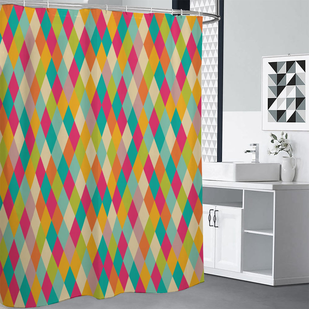 Retro Harlequin Pattern Print Shower Curtain