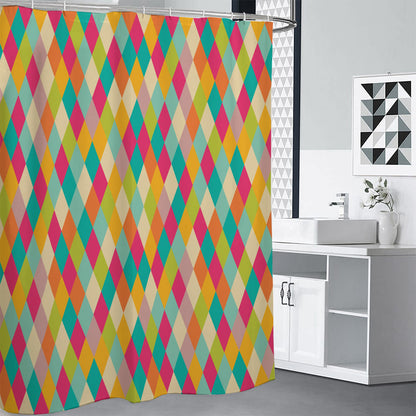 Retro Harlequin Pattern Print Shower Curtain