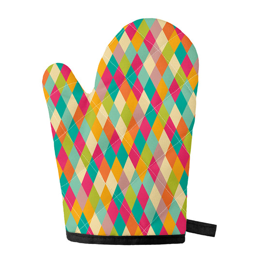 Retro Harlequin Pattern Print Single Oven Mitt