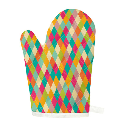 Retro Harlequin Pattern Print Single Oven Mitt