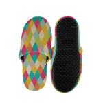 Retro Harlequin Pattern Print Slippers