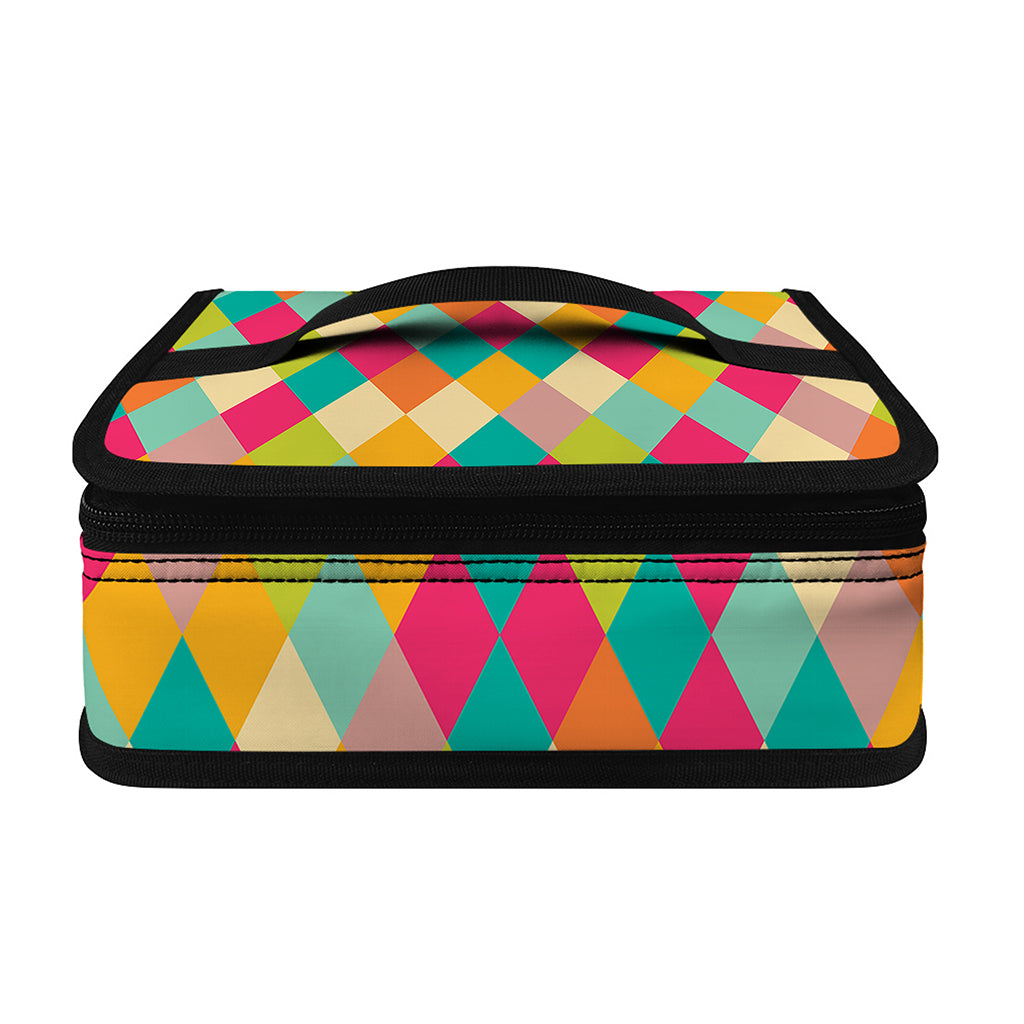 Retro Harlequin Pattern Print Small Lunch Bag
