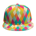 Retro Harlequin Pattern Print Snapback Cap