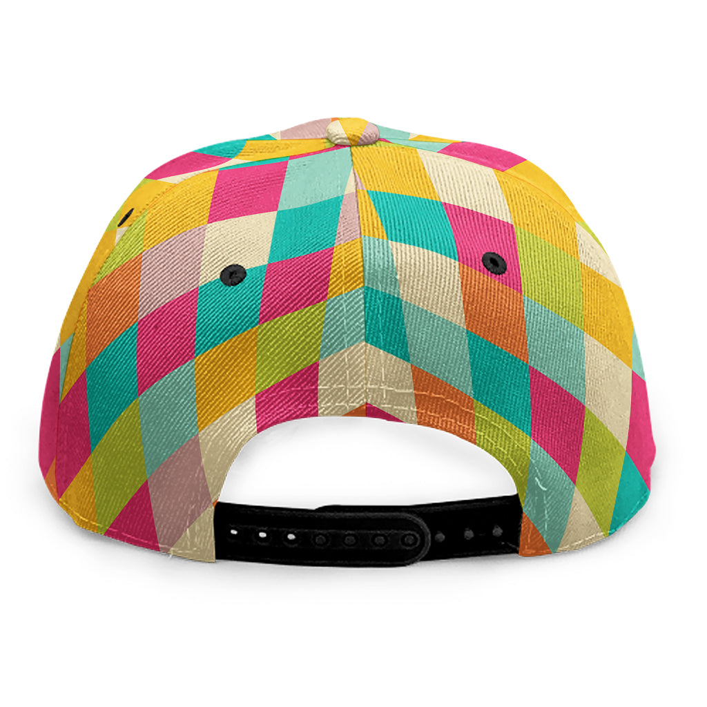 Retro Harlequin Pattern Print Snapback Cap