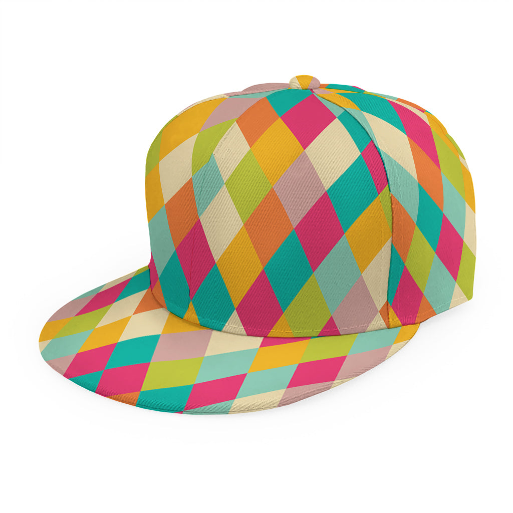 Retro Harlequin Pattern Print Snapback Cap