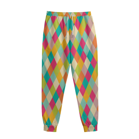 Retro Harlequin Pattern Print Sweatpants