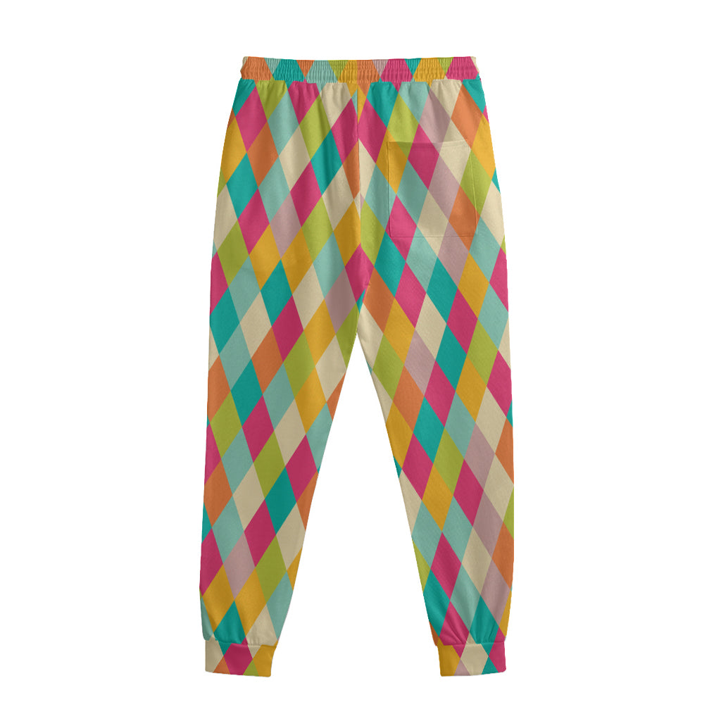 Retro Harlequin Pattern Print Sweatpants
